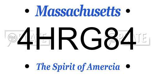 4HRG84 Massachusetts License Plate