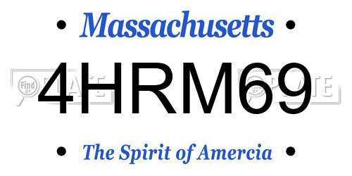 4HRM69 Massachusetts License Plate
