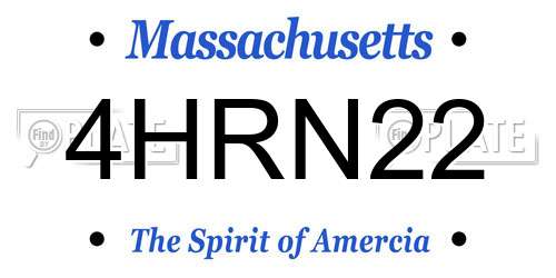 4HRN22 Massachusetts License Plate