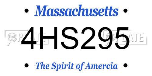 4HS295 Massachusetts License Plate