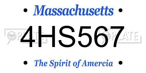 4HS567 Massachusetts License Plate