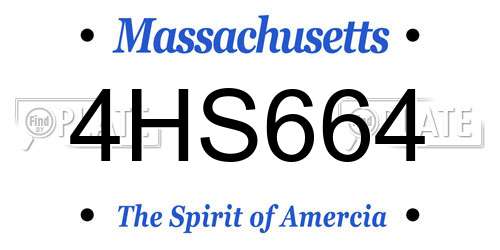 4HS664 Massachusetts License Plate