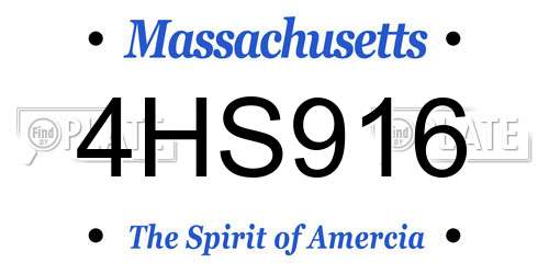 4HS916 Massachusetts License Plate