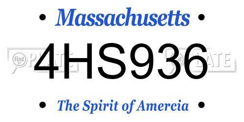 4HS936 Massachusetts License Plate