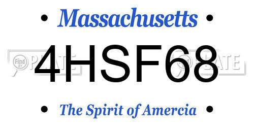 4HSF68 Massachusetts License Plate