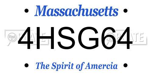 4HSG64 Massachusetts License Plate
