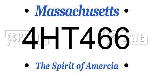 4HT466 Massachusetts License Plate