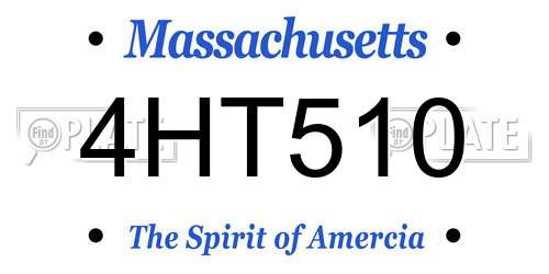 4HT510 Massachusetts License Plate