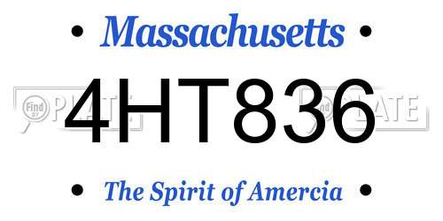 4HT836 Massachusetts License Plate