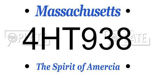 4HT938 Massachusetts License Plate