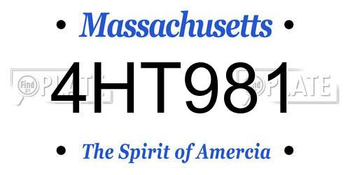 4HT981 Massachusetts License Plate