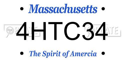 4HTC34 Massachusetts License Plate