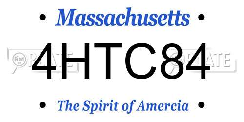 4HTC84 Massachusetts License Plate