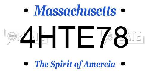 4HTE78 Massachusetts License Plate