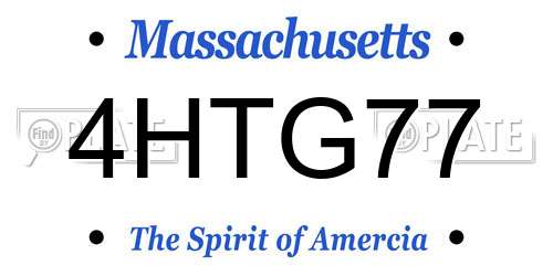 4HTG77 Massachusetts License Plate