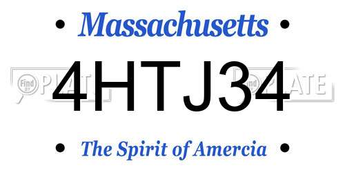 4HTJ34 Massachusetts License Plate