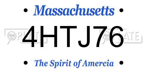 4HTJ76 Massachusetts License Plate