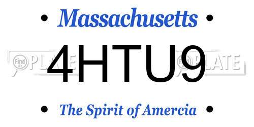 4HTU9 Massachusetts License Plate