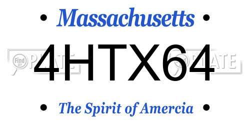 4HTX64 Massachusetts License Plate