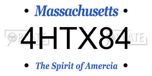 4HTX84 Massachusetts License Plate