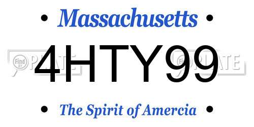 4HTY99 Massachusetts License Plate