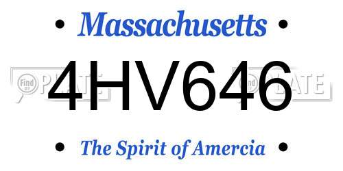 4HV646 Massachusetts License Plate