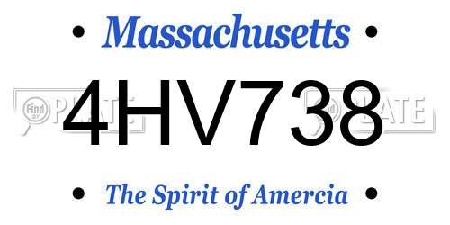 4HV738 Massachusetts License Plate