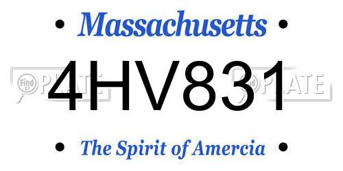 4HV831 Massachusetts License Plate