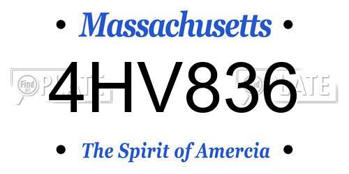 4HV836 Massachusetts License Plate