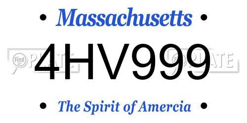 4HV999 Massachusetts License Plate