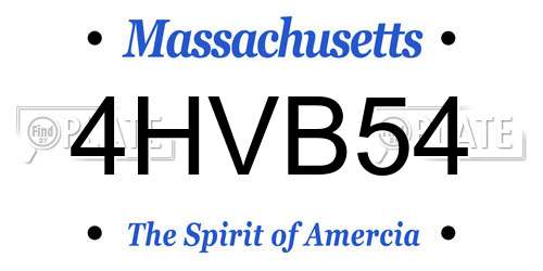 4HVB54 Massachusetts License Plate
