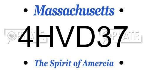 4HVD37 Massachusetts License Plate