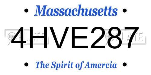 4HVE287 Massachusetts License Plate