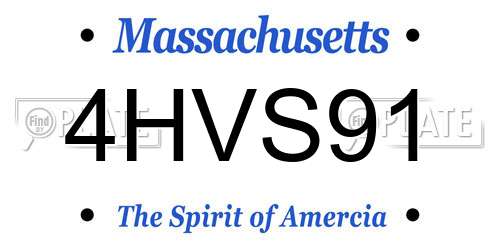 4HVS91 Massachusetts License Plate
