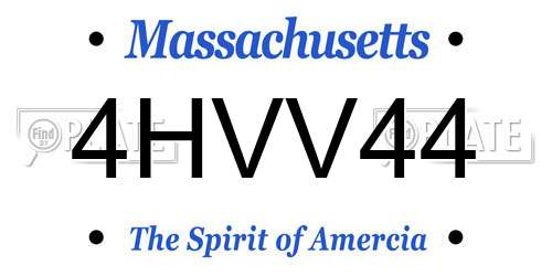 4HVV44 Massachusetts License Plate
