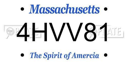 4HVV81 Massachusetts License Plate