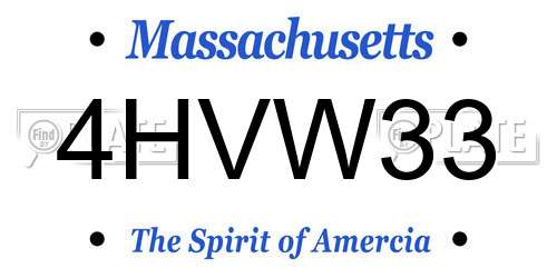 4HVW33 Massachusetts License Plate