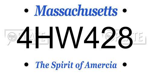 4HW428 Massachusetts License Plate