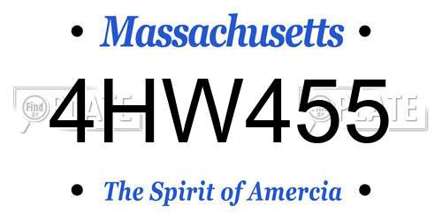4HW455 Massachusetts License Plate