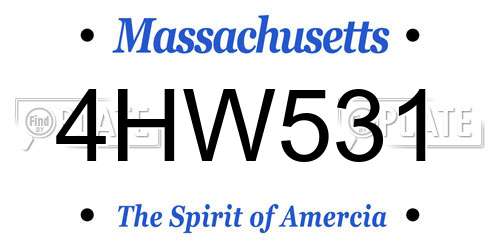 4HW531 Massachusetts License Plate