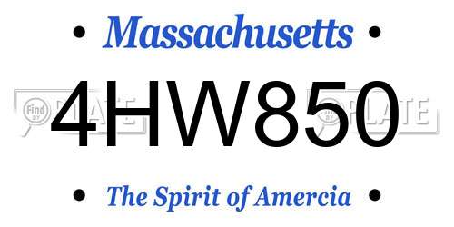 4HW850 Massachusetts License Plate