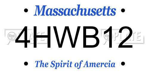 4HWB12 Massachusetts License Plate