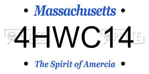 4HWC14 Massachusetts License Plate
