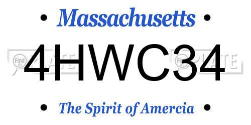 4HWC34 Massachusetts License Plate
