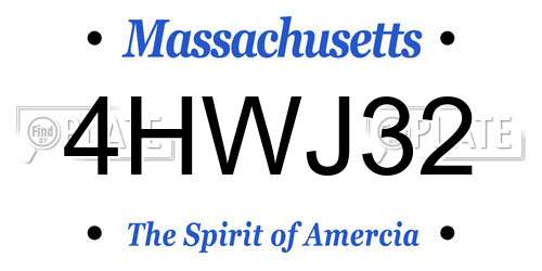 4HWJ32 Massachusetts License Plate