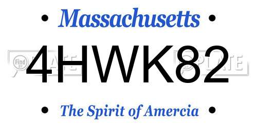 4HWK82 Massachusetts License Plate