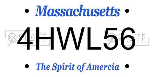 4HWL56 Massachusetts License Plate