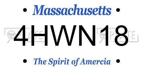 4HWN18 Massachusetts License Plate