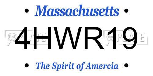 4HWR19 Massachusetts License Plate