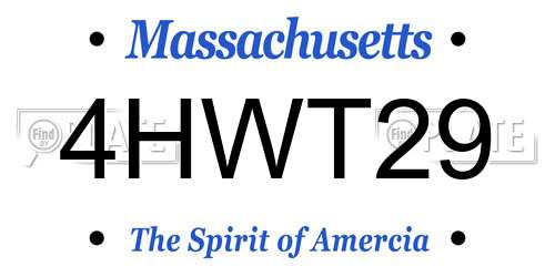 4HWT29 Massachusetts License Plate